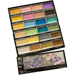 Gansai Tambi Aquarelle 24-set Metallic 2 in the group Art Supplies / Artist colours / Watercolor Paint / Watercolor pans at Pen Store (135538)