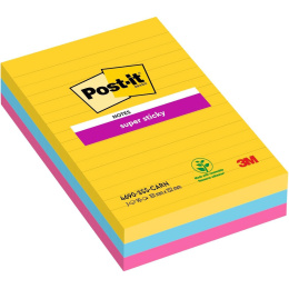 Post-it Super Sticky 101 x 152 mm Colour Mix Carnival Ruled 3-pack in the group Paper & Pads / Note & Memo / Post-it and notepads at Pen Store (135725)