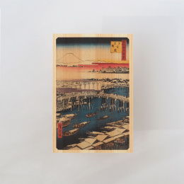 Postcard in Hinoki-wood – Hiroshige ”One Hundred Views of Edo” 6-set in the group Hobby & Creativity / Holidays and seasons / Cards and envelopes at Pen Store (136594)