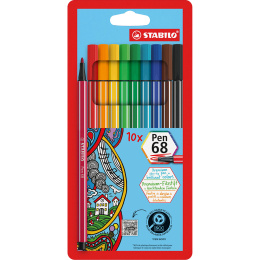 Pen 68 Fibre-tip Pen 10-pack in the group Pens / Artist Pens / Felt Tip Pens at Pen Store (136788)