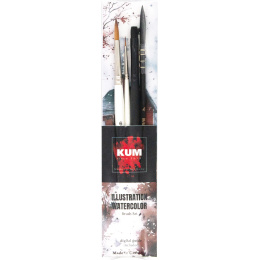Synthetic Brushes Watercolour Illustration 4-piece Set in the group Art Supplies / Brushes / Watercolor Brushes at Pen Store (137034)
