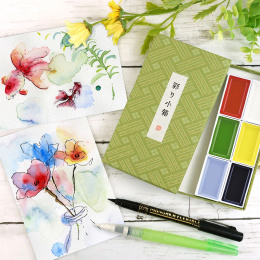 Gansai Tambi Irodori Kobako Watercolour set green in the group Art Supplies / Artist colours / Watercolor Paint / Watercolor pans at Pen Store (137568)