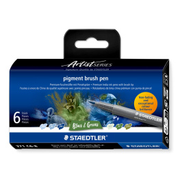 Pigment Arts Brush Pen set of 6 Blue/Green in the group Pens / Artist Pens / Brush Pens at Pen Store (137618)