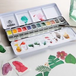 Akademie Aquarell Half Pans 12-set + extra space in the group Art Supplies / Artist colours / Watercolor Paint / Watercolor pans at Pen Store (137801)
