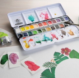 Akademie Aquarell Half Pans 24-set in the group Art Supplies / Artist colours / Watercolor Paint / Watercolor pans at Pen Store (137802)