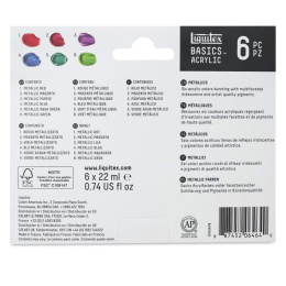 Acrylic Paint Basics Metallic Set 6x22 ml in the group Art Supplies / Artist colours / Acrylic Paint at Pen Store (137836)