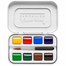 l'Aquarelle Aqua-mini 8 Half Pans + Brush in the group Art Supplies / Artist colours / Watercolor Paint / Watercolor pans at Pen Store (138036)