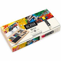 Oil Stick Wooden Box 12-set + Accessories in the group Art Supplies / Crayons & Graphite / Oil sticks at Pen Store (138092)